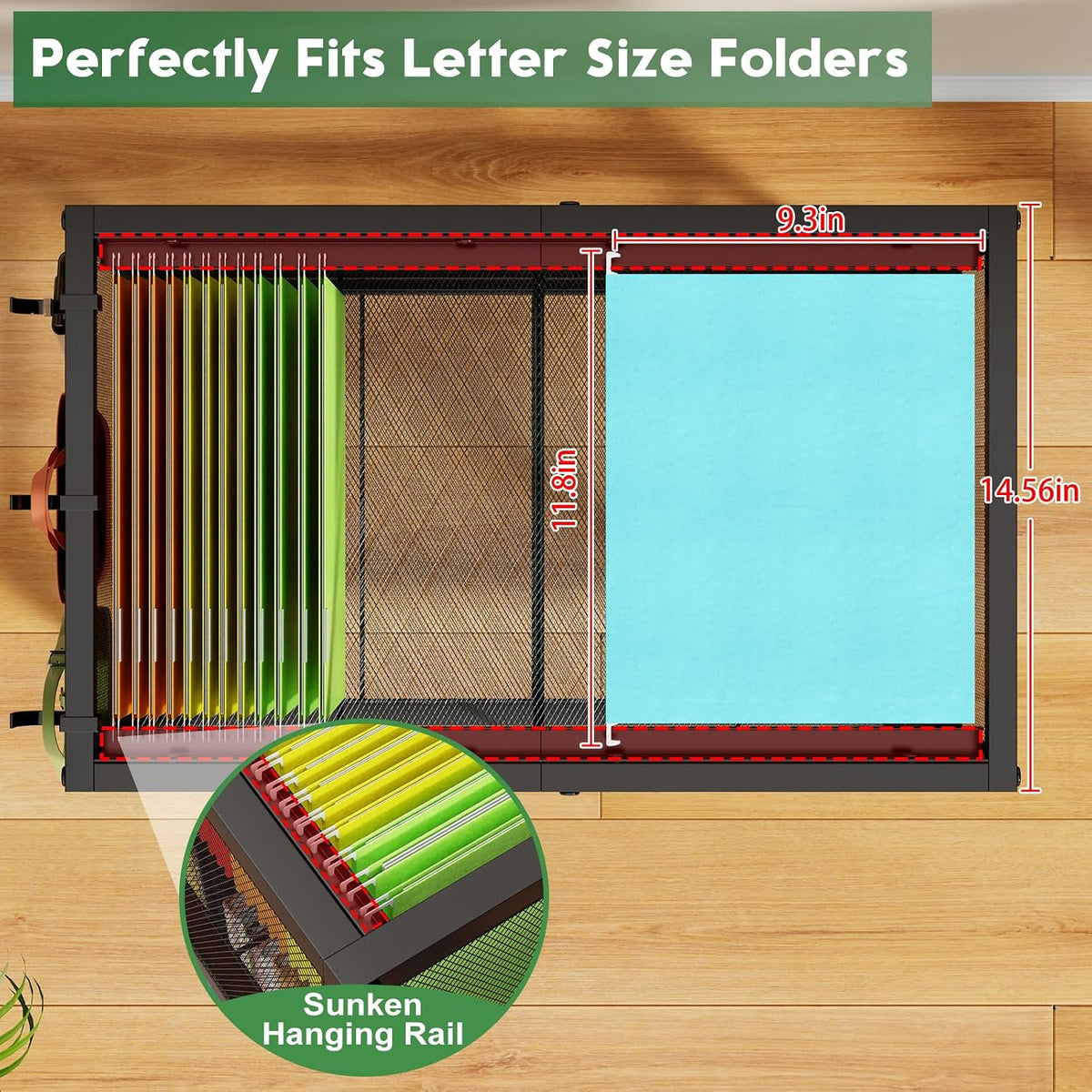 Rolling File Cart for Letter Size, Metal Hanging File Organizer with Storage ...