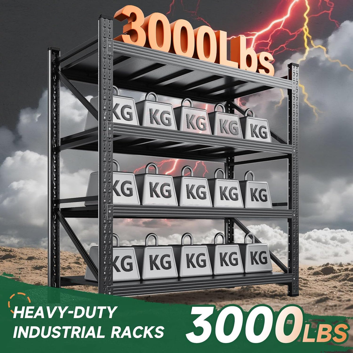 letaya 3000lbs storage shelves heavy duty,70" h garage, close-up detail