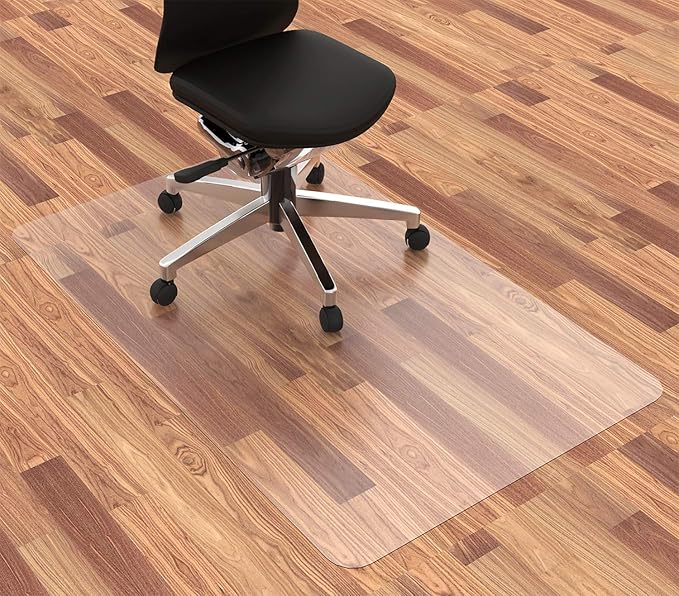 Office Chair Mat for Hardwood Floor, 48”x 30” Vinyl Desk Chair Mat Clear Floor by HOMEK