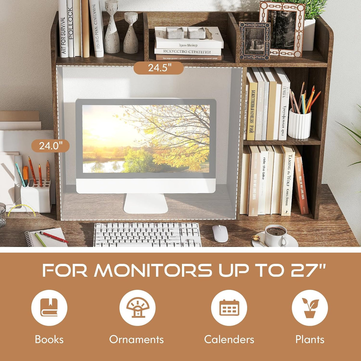Tangkula Desktop Bookshelf, Countertop Storage Hutch with Shelves for Compute...