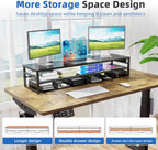 simple trending 2-tier metal dual monitor stand with, side view