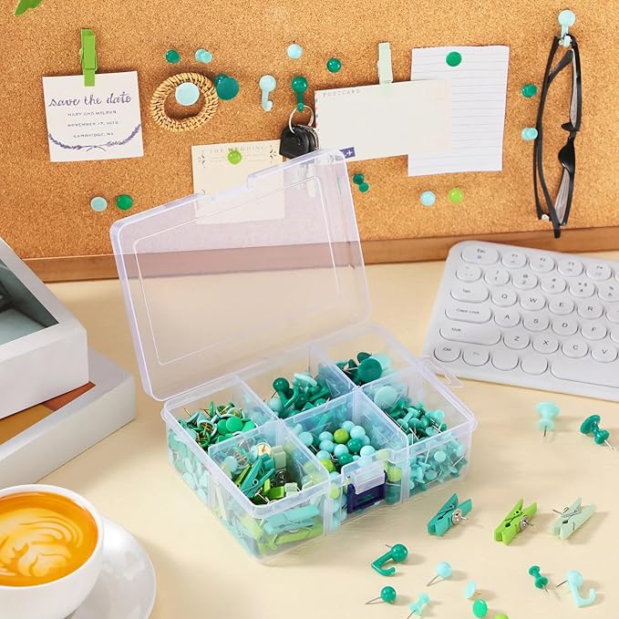 600 Pcs Decorative Push Pins, Plant Green Thumb Tacks 6 Types Cute Push Pin Clip - Image 3