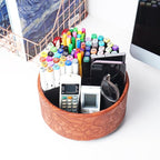 Hennaja Remote Control Holder, 360°Spinning PU Leather Desk TV Remote Caddy - Image 6