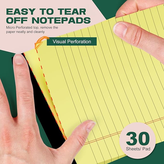 Roneky Yellow Legal Pads 5x8 Notepads, 12 Pack Small Note Pads 5x8 College - Image 3