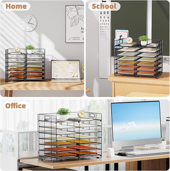 Marbrasse Desktop Literature Organizer, 12 Compartments Mesh Paper Organizer - Image 6