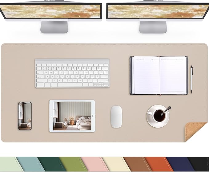 AFIING Leather Desk pad Protector, Large Non-Slip Office Desk Mat by AFIING