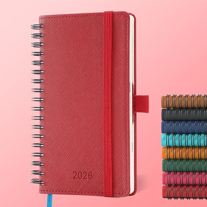 IN-LUXPRO Planner 2026 Daily Weekly and Monthly, 6.5"x3.75", 12 Months Spiral by IN-LUXPRO