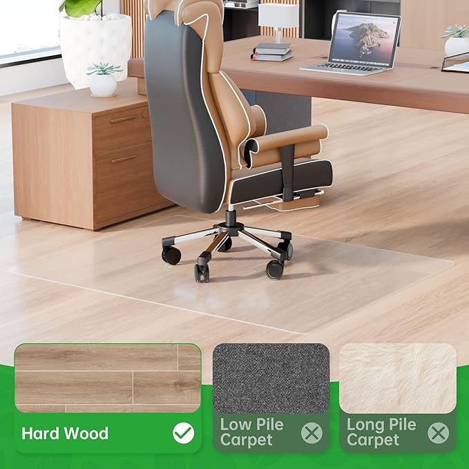 100pointONE Office Chair Mat for Hardwood Floors, Easy Glide Computer Chair Mat - Image 3