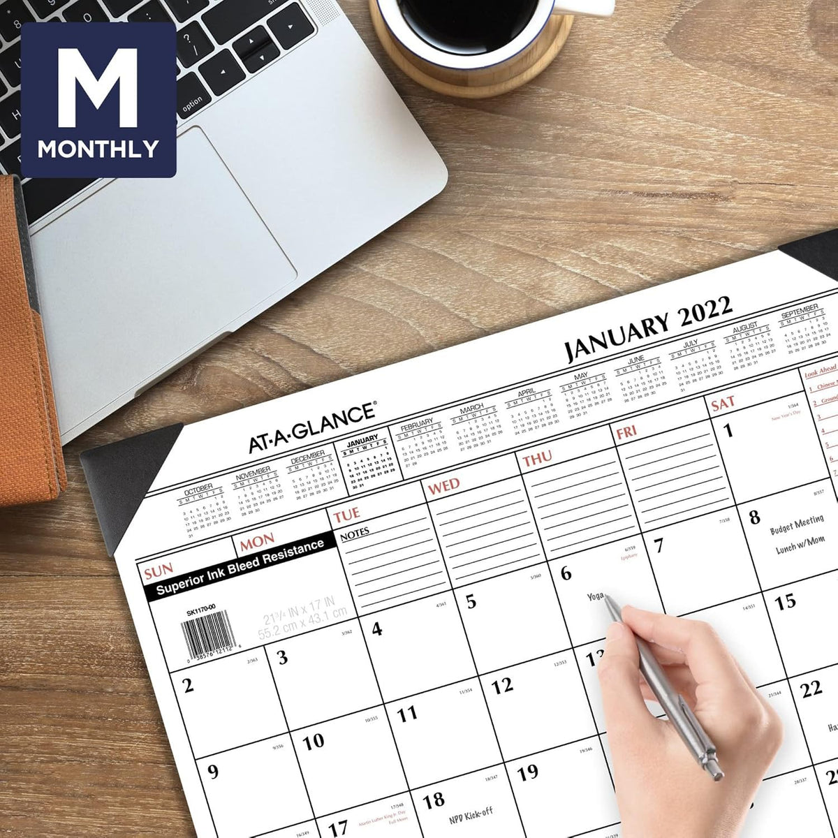 2022 Desk Calendar by AT-A-GLANCE, Monthly Desk Pad, 21-3/4" x 17",...