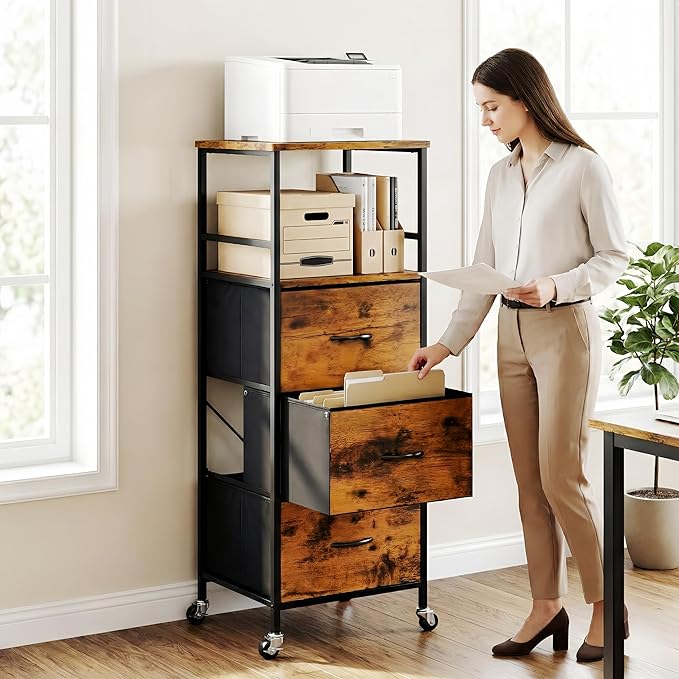 DreamDashio 51" H Tall Mobile File Cabinet, Rolling Printer Stand - Image 8