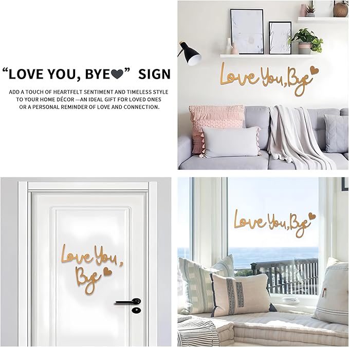 Wall Decor Gold Love You Bye Sign Hallway Entryway Door Wall Art Boho Decor - Image 5