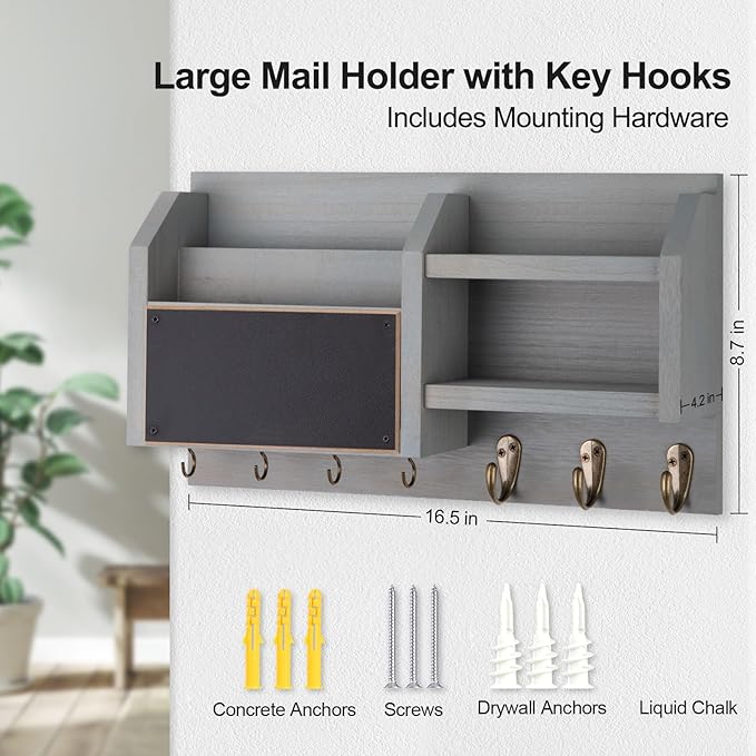 Lwenki Mail and Key Holder – Wall Mount Key Hanger - Image 2
