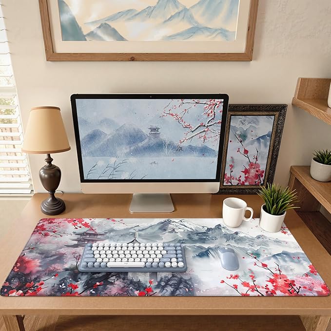 iCasso Desk Protector Mat, Large Japanese Mouse Pad, Stable Rubber Base Mousepad by iCasso