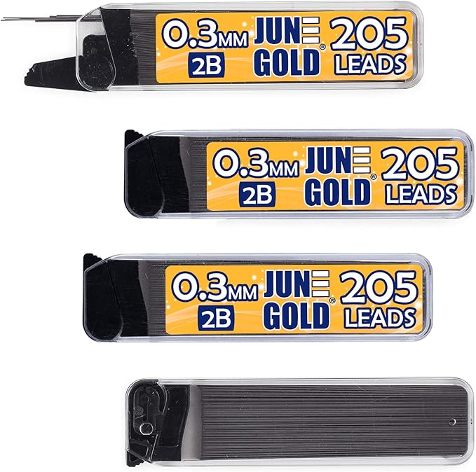June Gold 820 Pieces, 0.3 mm 2B Lead Refills, 205 Pieces Per Dispenser by JuneGold