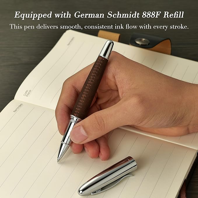 BEILUNER 318 Luxury Leather Pen, Full Grain Oil Tan Crazy Horse Cowhide Leather - Image 4