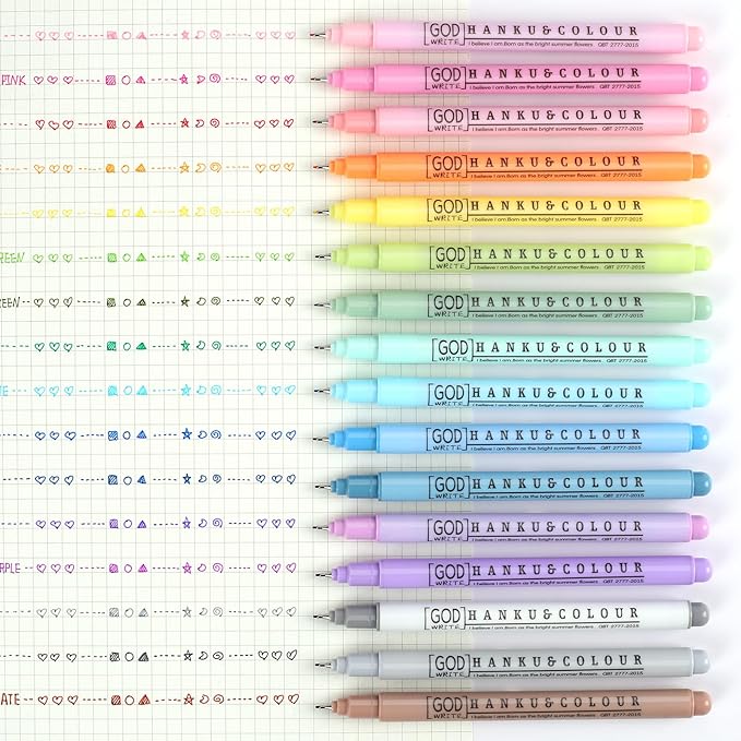 HANKU 0.38mm Fine Point Pen, 16 Pack Colored Fineliner Bible Pens No Bleed - Image 5