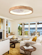 24" low profile flush mount wood fandelier ceiling shown in use