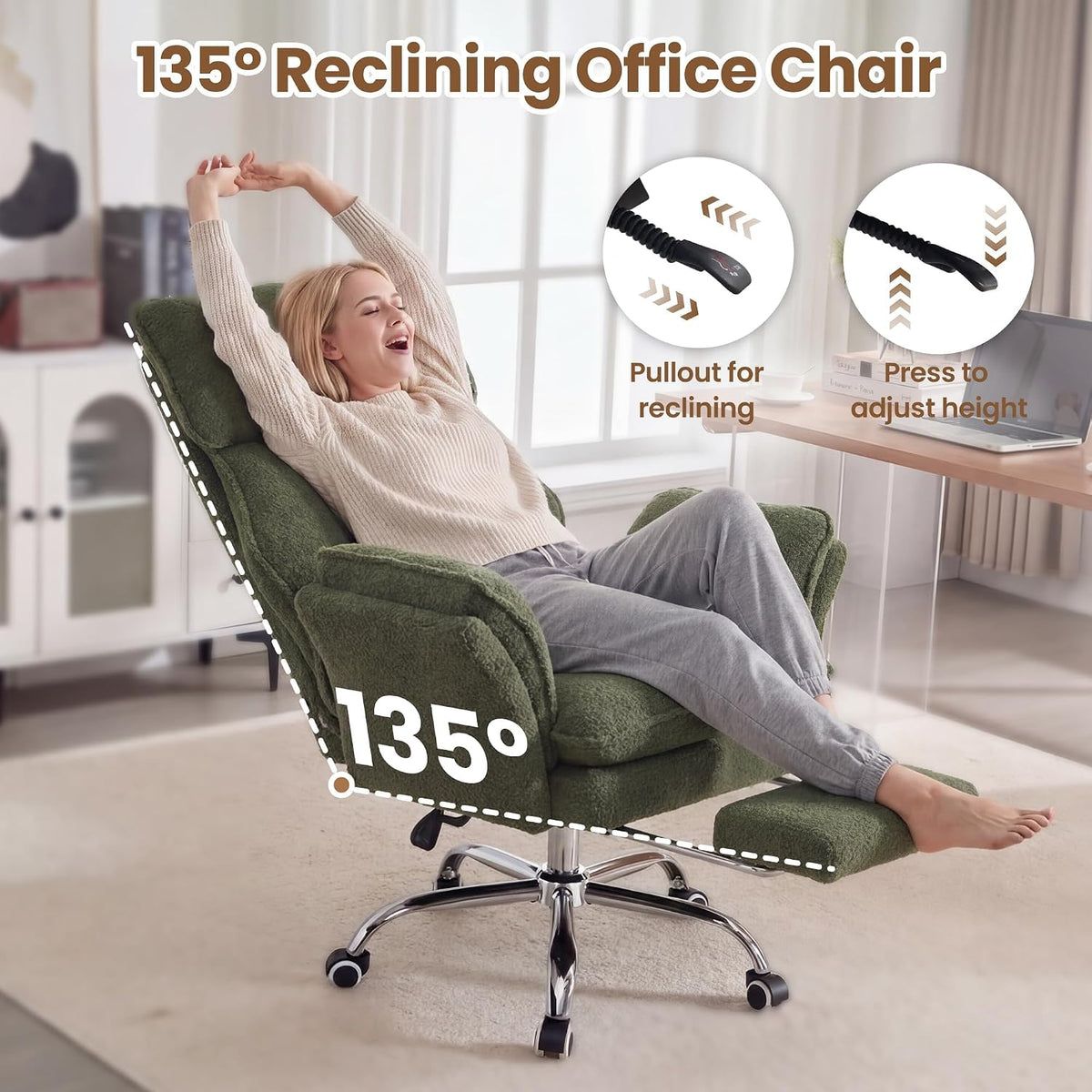 Big and Tall Office Chair with Flip Arms and Footrest, Teddy Criss Cross Legg...
