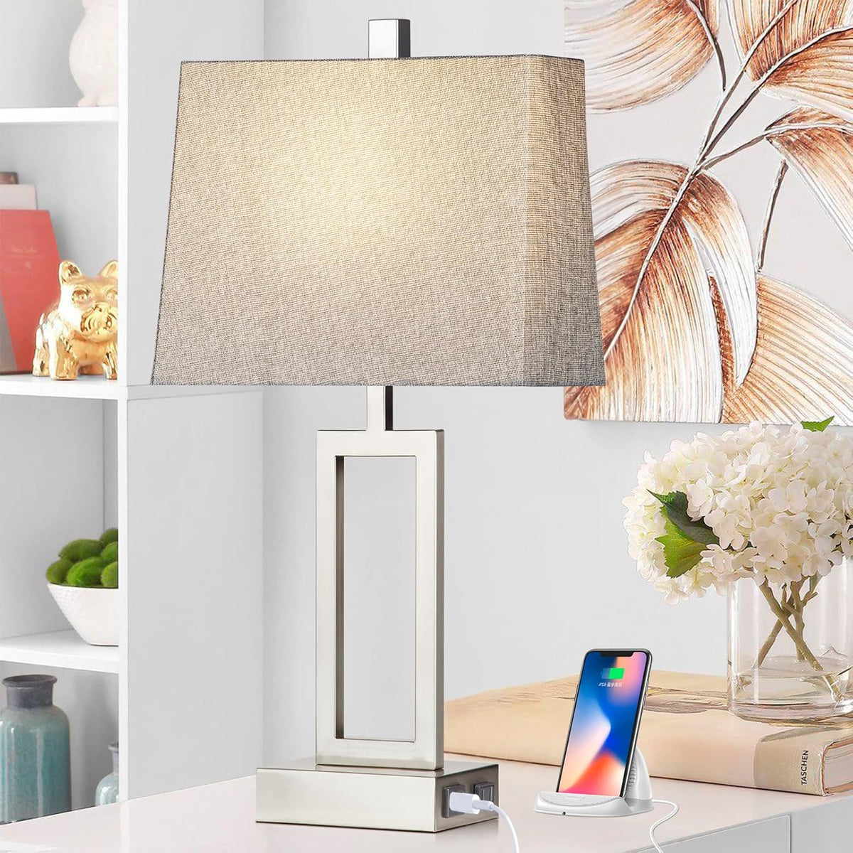 Rinweey 23.5" Touch Control Table Lamps Set of 2, Modern Silver Bedside ...