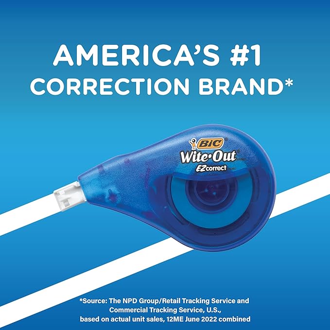 BIC Wite-Out Brand EZ Correct Correction Tape, 19.8 Feet, 4-Count Pack of White - Image 9