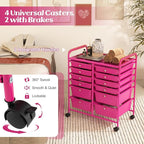 Happygrill 12-Drawer Rolling Storage Cart, 2 Sizes Plastic Drawers & Metal Shelf - Image 4