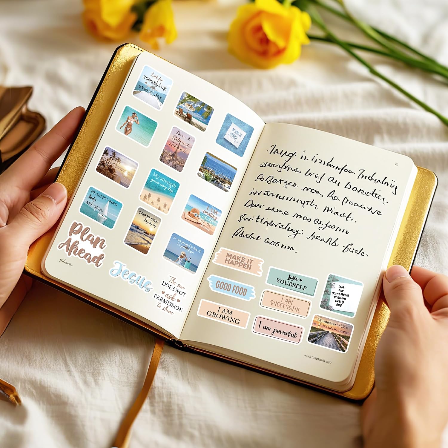 50PCS Aesthetic Motivational Stickers, Inspirational Self Growth Stickers for Women, Vinyl Decals for Planners Journals Vision Board Supplies Water Bottle Laptop