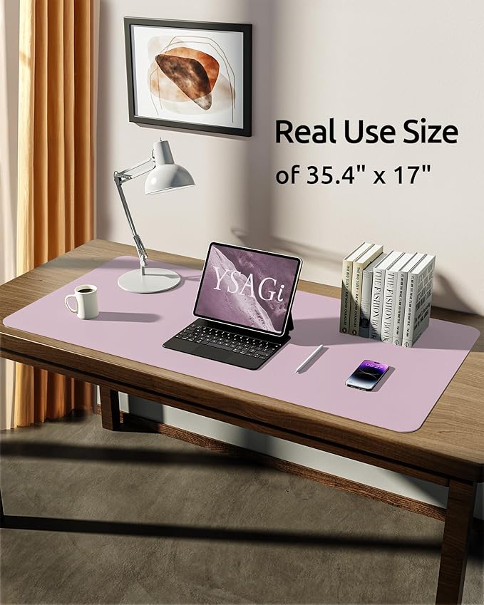 YSAGi Leather Desk Protector, Office Mat, Large Mouse Mat, Non-Slip PU Leather - Image 5