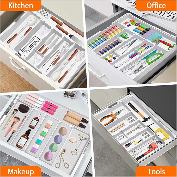 Spaclear Large Utensil Drawer Organizer Expandable Silverware Organizer - Image 9