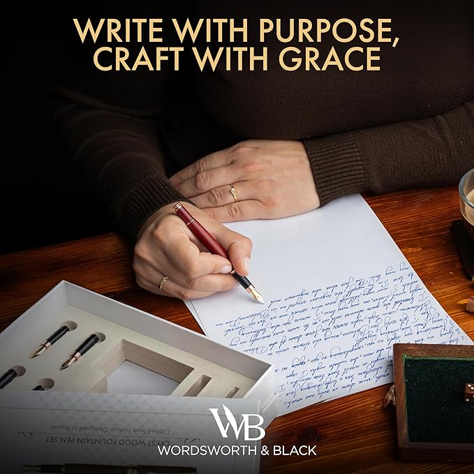Wordsworth & Black Fountain Pen Gift Set, Includes Ink Bottle, 6 Ink Cartridges - Image 2