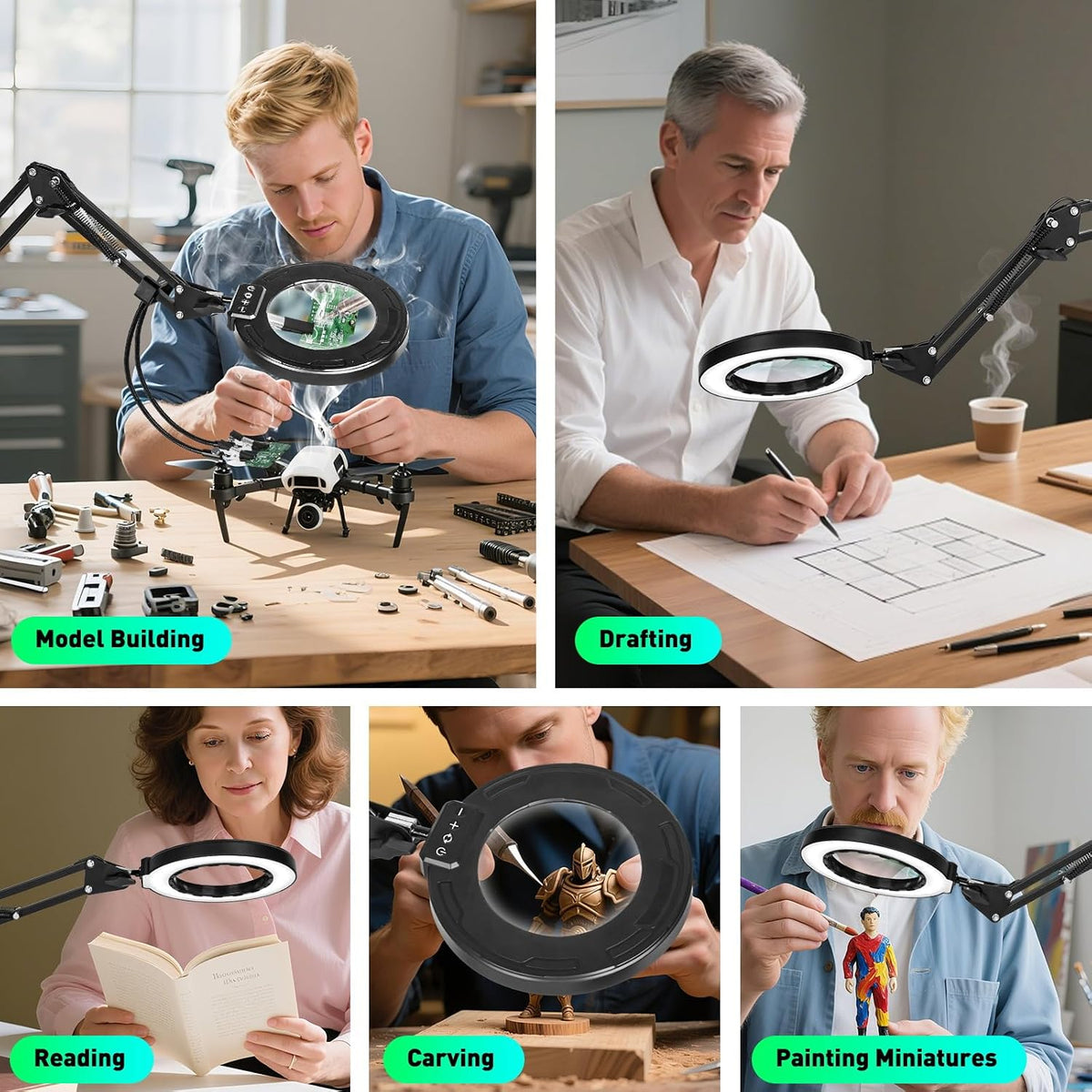 12X Magnifying Glass with Light and Stand, Soldering Helping Hands