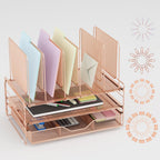 leketree rose gold desk organizer, office organization with, main product view