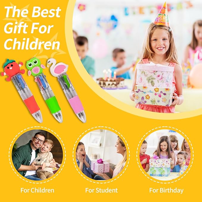 LiYiQ 50 Pcs Multicolor Pen in One Fun 4-in-1 Cute Pens Bulk Kawaii Cool - Image 6
