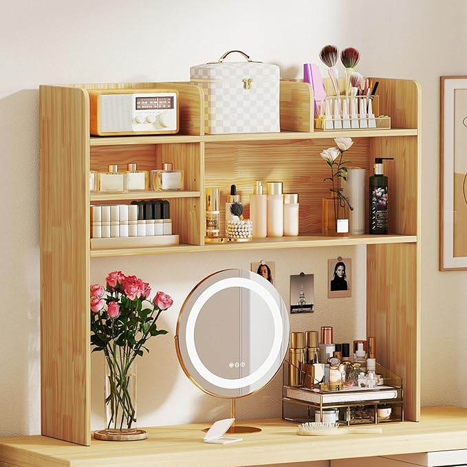 Tangkula Desktop Bookshelf for Computer Up to 32”, 37” Countertop Storage Hutch - Image 4