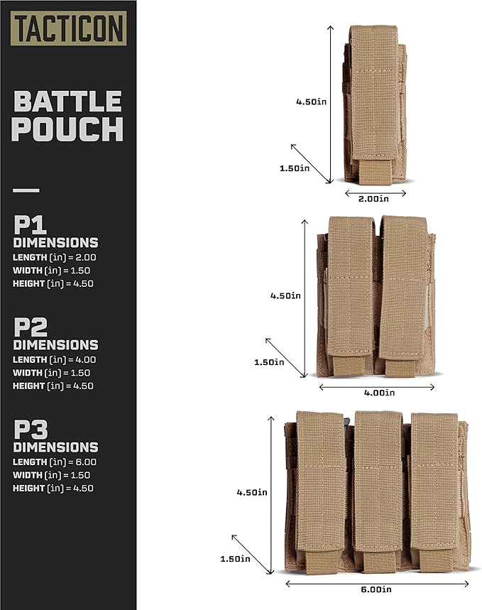 Tacticon P1 P2 P3 BattlePouch | Universal Pistol Mag Pouch | Combat Veteran - Image 4