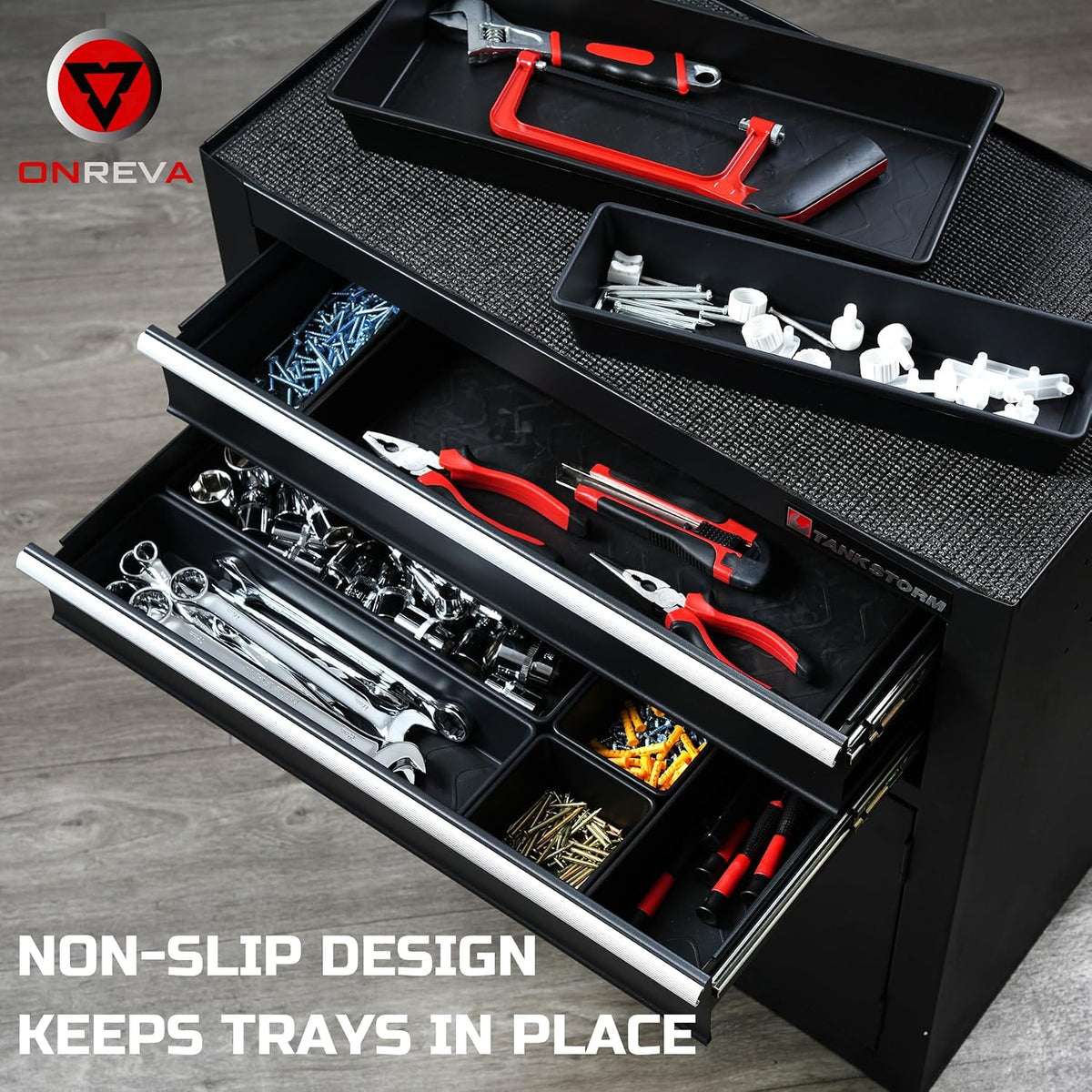ONREVA Tool Box Organizer Tray Divider Set, Extra Large Toolbox Trays, Tool B...