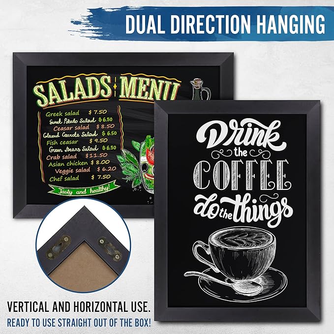 HBCY Creations 18" x 24" Rustic Black Solid Wood Frame Wall Chalkboard - Image 3