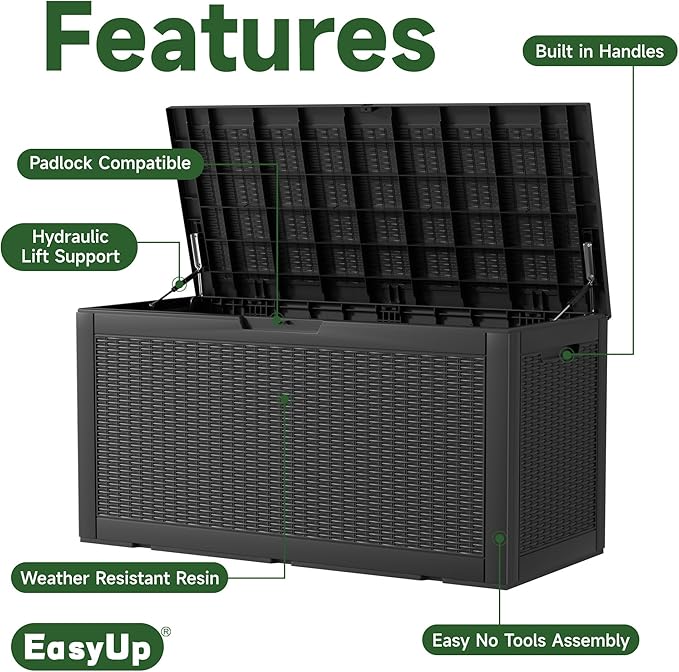 EasyUp 120 Gallon Deck Boxes Waterproof, Outdoor Large Storage Boxes - Image 5
