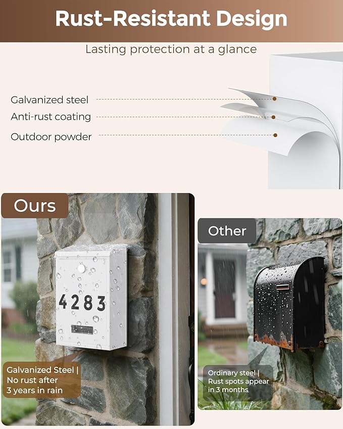 LAND·VOI Locking Wall-Mount Mailbox - Image 4