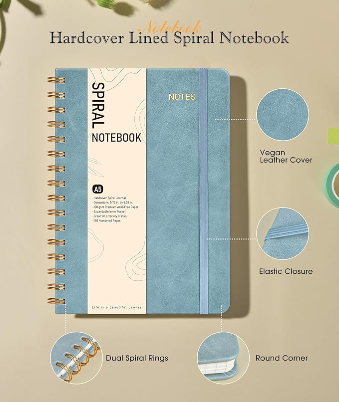 Graph Spiral Journal Notebook, A5 Hardcover Spiral Journals - Image 2
