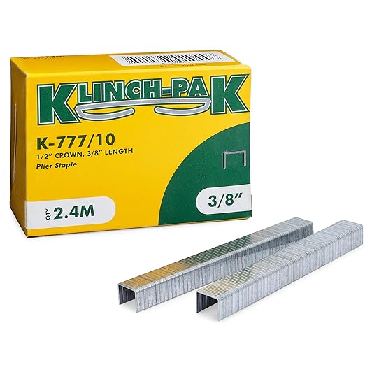 Klinch-Pak K-777/10 3/8” Leg by 1/2" Wide Heavy-Duty Galvanized Plier Staples by Klinch-Pak