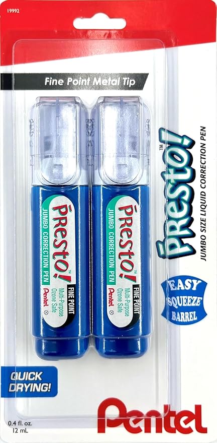 Pentel Presto Jumbo Correction Pen Fine Point, Metal Tip by PentelofAmerica