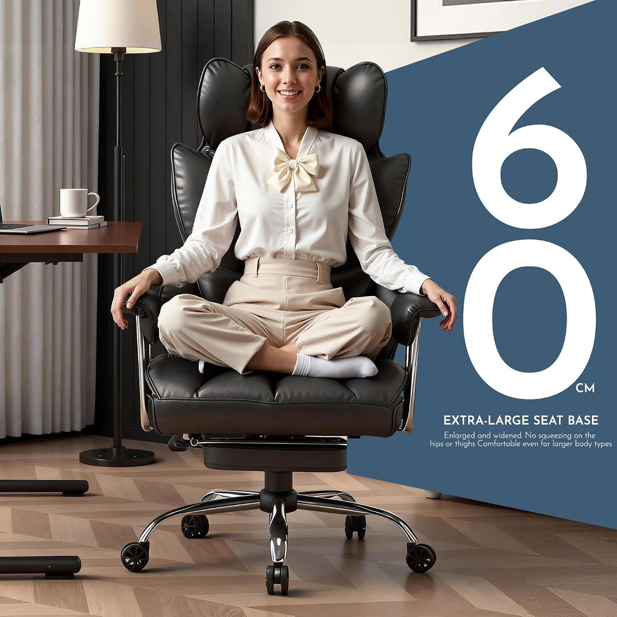 Efomao Big and Tall Office Chair 400lbs, Executive PU Leather Desk Chair with...