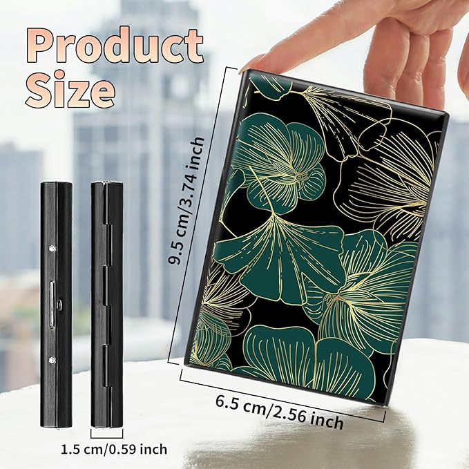 BWEGRHE Slim Credit Card Holder, Art Leaf RFID Blocking Metal Wallet - Image 2