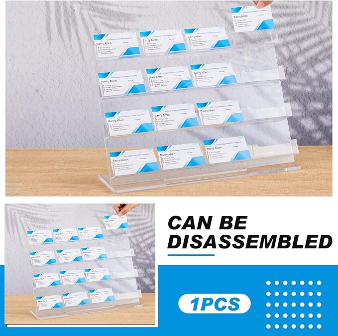 Dunzoom Business Card Holder for Desk 16 Slots Clear Gift Card Display Acrylic - Image 3