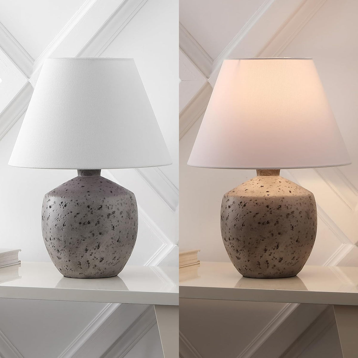 JONATHAN Y Myron 18" Concrete Effect Table Lamp, Antique Gray, Set of 2