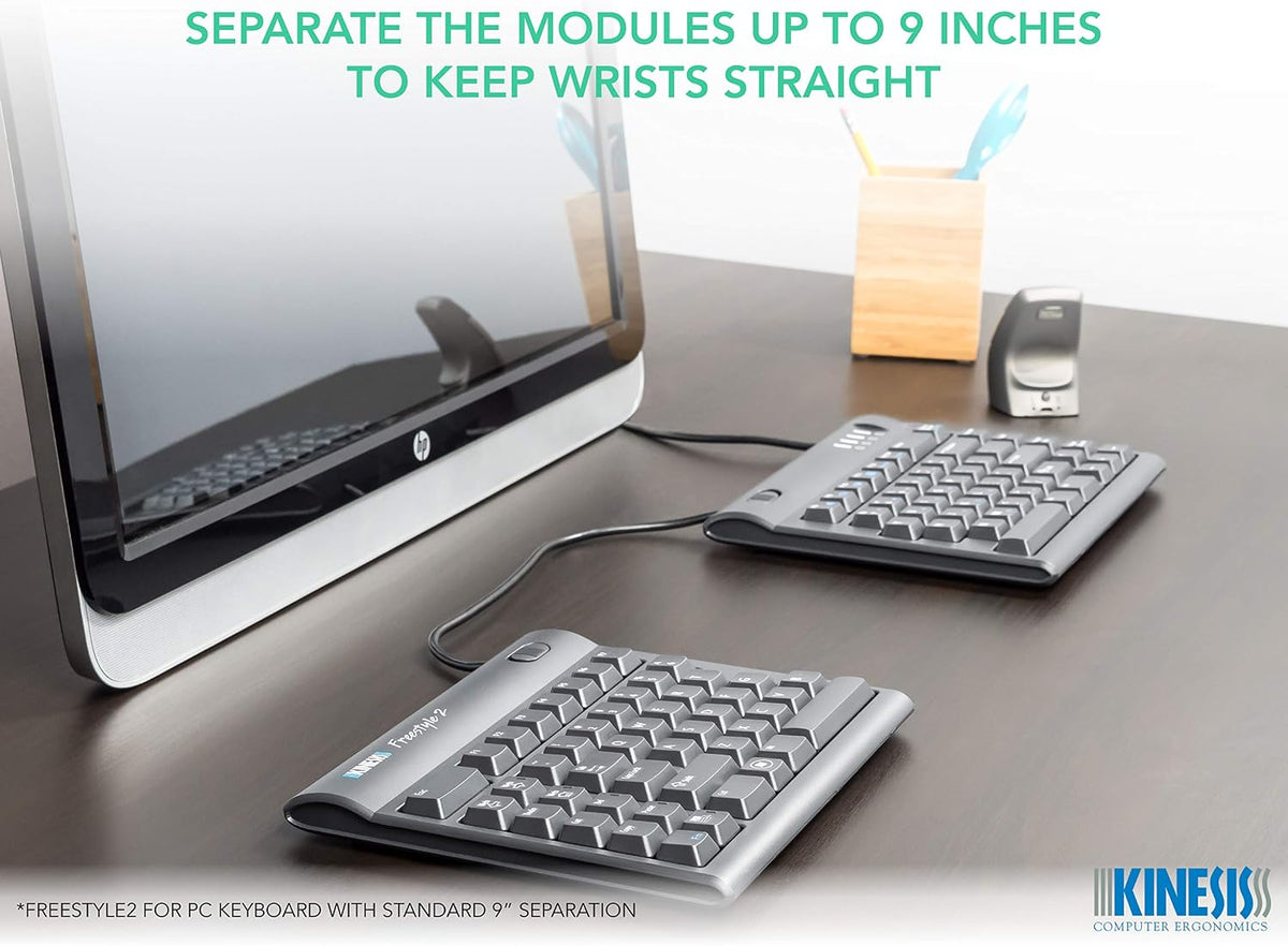 KINESIS Freestyle2 Blue Wireless Ergonomic Keyboard for PC (9" Separatio...