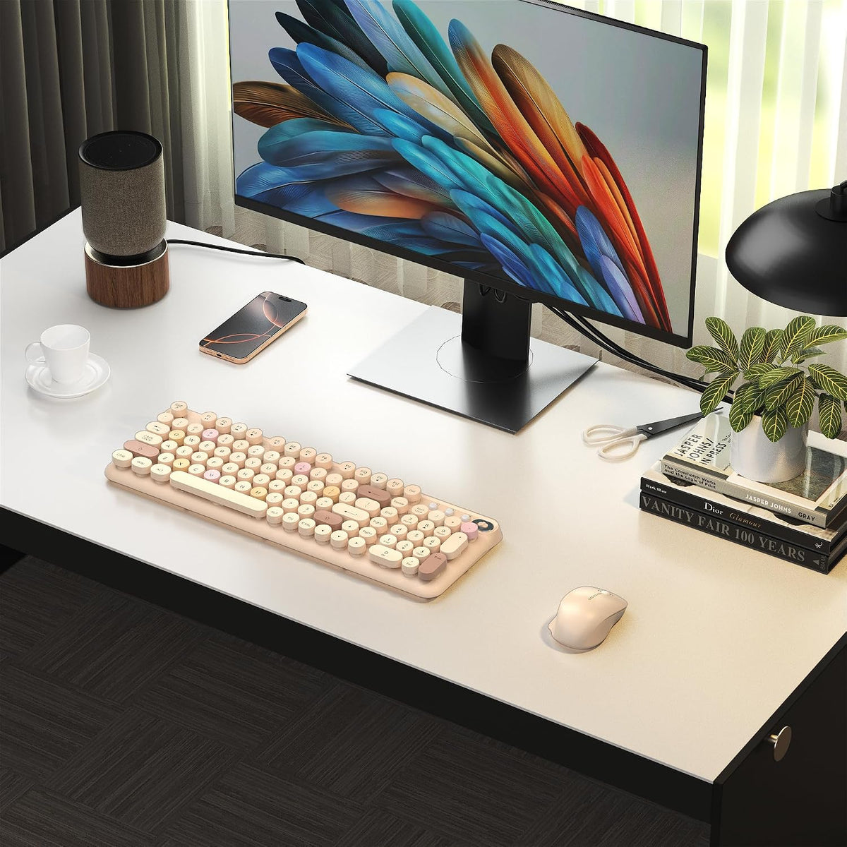 Colorful Wireless Keyboard and Mouse Combo (Milk Tea Colorful)
