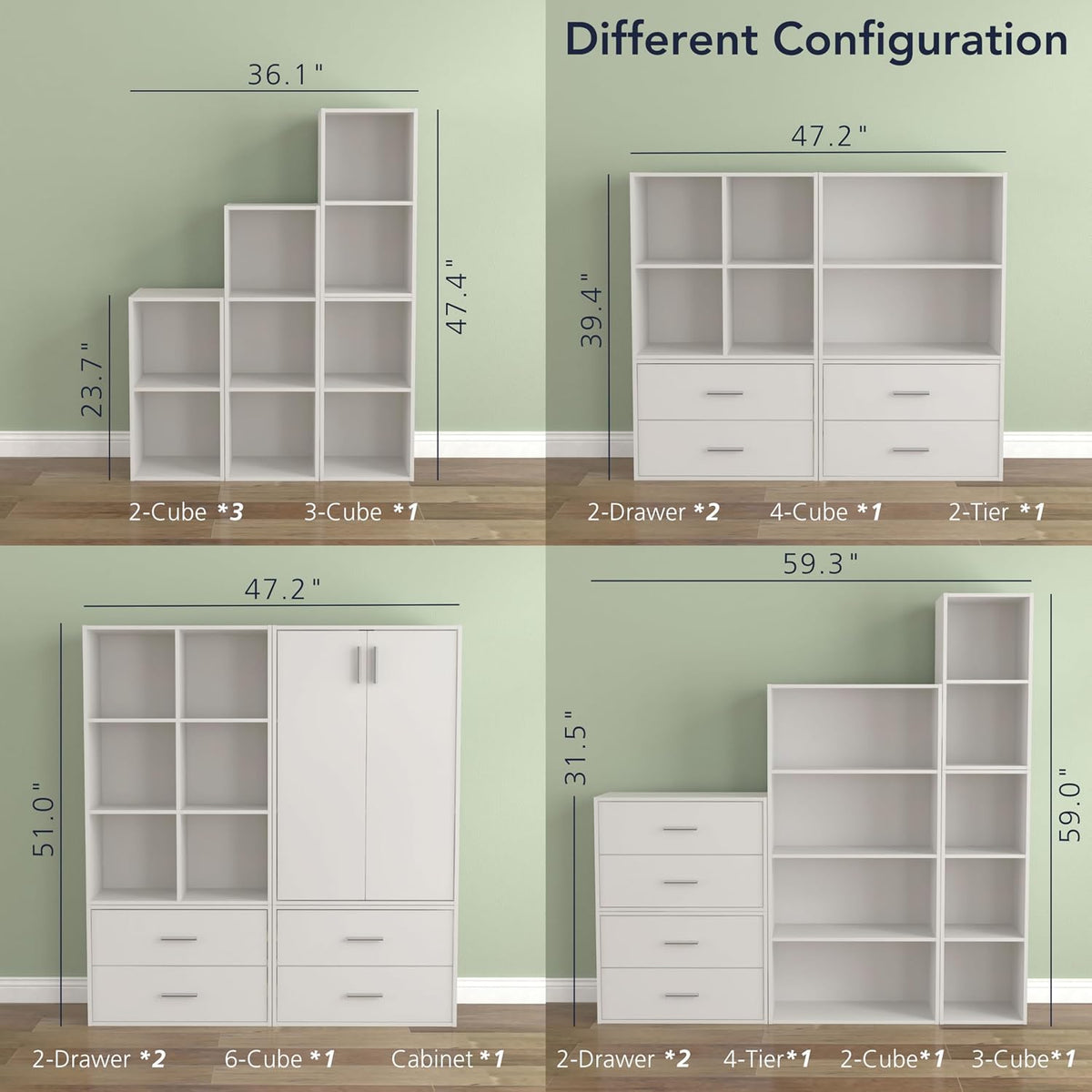 Homes: Inside + Out Apexa 2-Cube Storage Organizer Shelves, Stackable Wood Bo...
