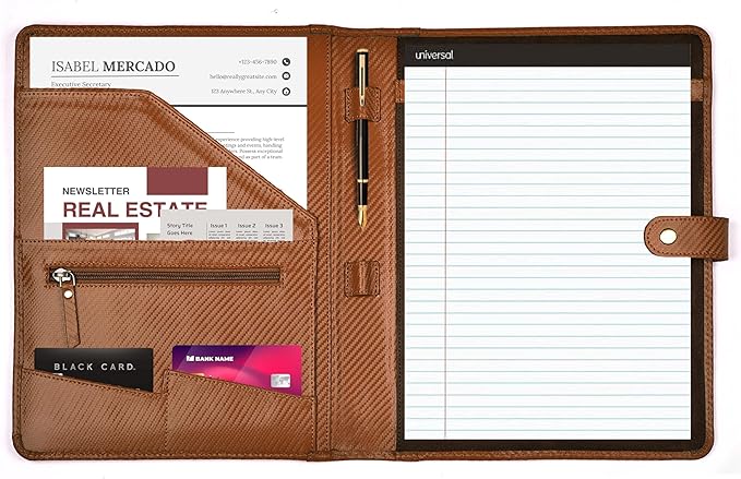 LEATHER VILLAGE Portfolio Professional Organizer – Carbon Fiber Genuine Leather - Image 4