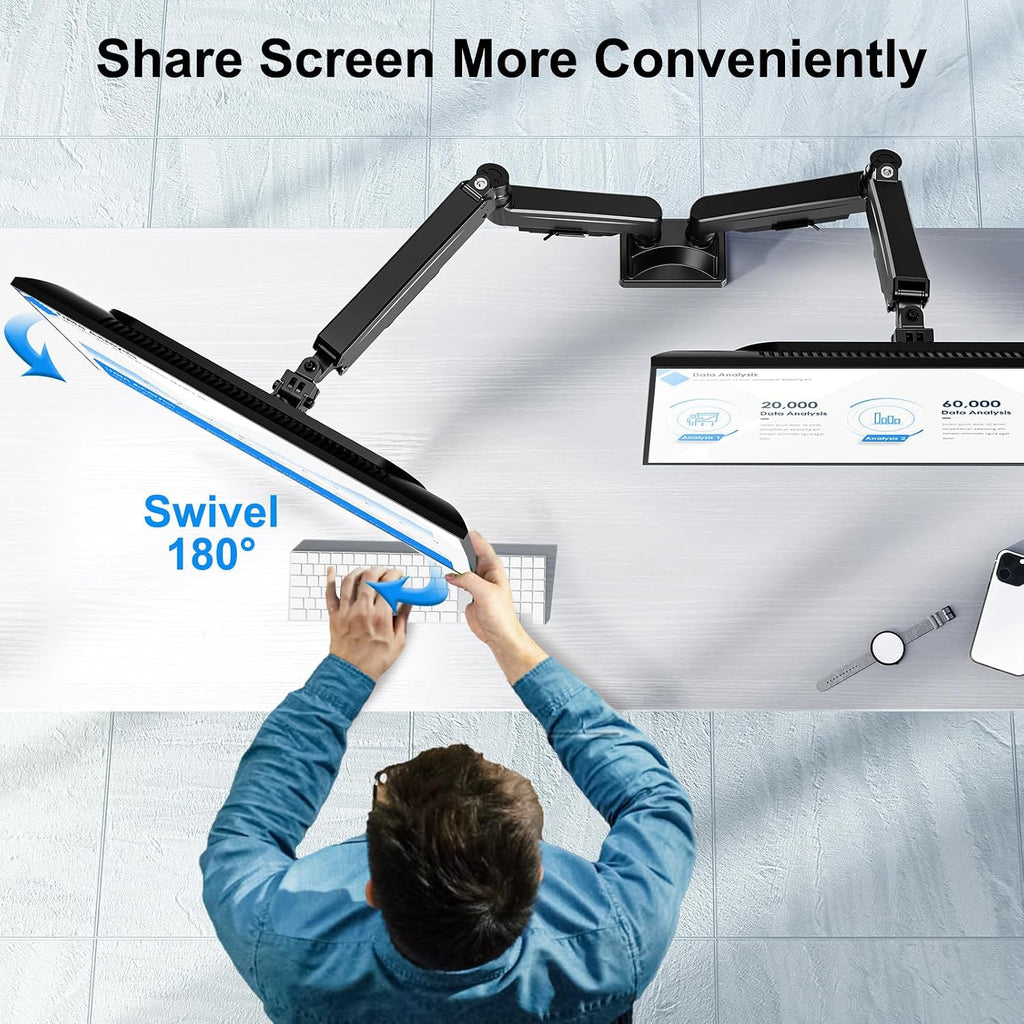 dual monitor mount for screens up to 43", package contents